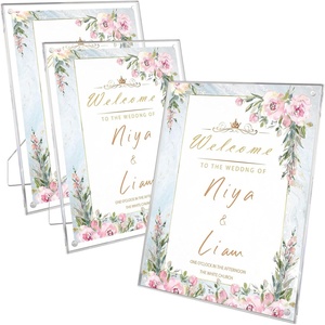 image:imageGolden State Art 3 Pack 5x7 Acrylic Picture Frame with Stand  Frameless Frame with Strong Magnets for Wedding Sign Reception Decoration Photos and Art Display8x10