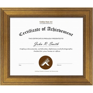 image:imageGolden State Art 85x11 Black with Gold amp Burgundy Photo Frame Real Glass  Wall Hanging or Tabletop Ornate Great for Pictures Diplomas Prints Poster LicenseDark Gold