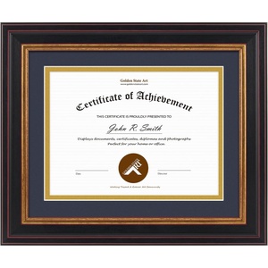 image:imageGolden State Art 8x10 Frame Navy Over Gold Double Mat For 6x8 Diploma  Real Glass Black Gold amp Burgundy Color Photo Frame Fits 8x10 6x8 Document CertificatePicture Wall Mount Or TabletopDouble Mat Navy BlueGold