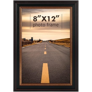 image:imageGolden State Art 8x12 Poster Frame Dark Gold Brown amp Bronze Real Glass  Horizontal or Vertical Display Wall Mount Display Photo Art Picture or Print Home or officeBlackBurgundy  Gold Trim