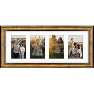 image:imageGolden State Art 8x20 Antique Gold Collage Frame Mat For 4 4x6 Pictures  Real GlassWhite Mat displays 4 4x6 Photos Four Openings Great for Dad Gifts from Daughter Son Poster or Print DisplayAntique Gold