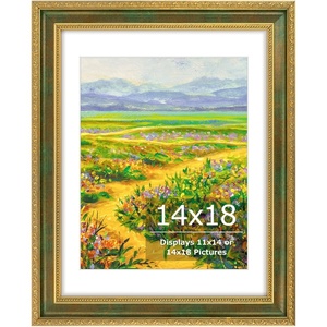 image:imageGolden State Art16x20 Ornate Picture Frame Holds 12x16 PhotoGreen Gold  Includes HD plexiglass frontwhite matbuildin hangers and buttons16x20 Decorative photo frame matted to 12x16Wall mountGreen Gold