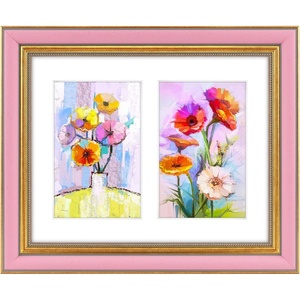 image:imageGolden State Art8x10 Collage Picture Frame Holds Two 4x6 PhotosPink Gold  Includes easel backHD plexiglass frontbuildin hangers and buttonsDesktopwall mount8x10 Decorative photo frame10 PacksPink Gold