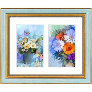 image:imageGolden State Art8x10 Collage Picture Frame Holds Two 4x6 PhotosPink Gold  Includes easel backHD plexiglass frontbuildin hangers and buttonsDesktopwall mount8x10 Decorative photo frame10 PacksBlue Gold