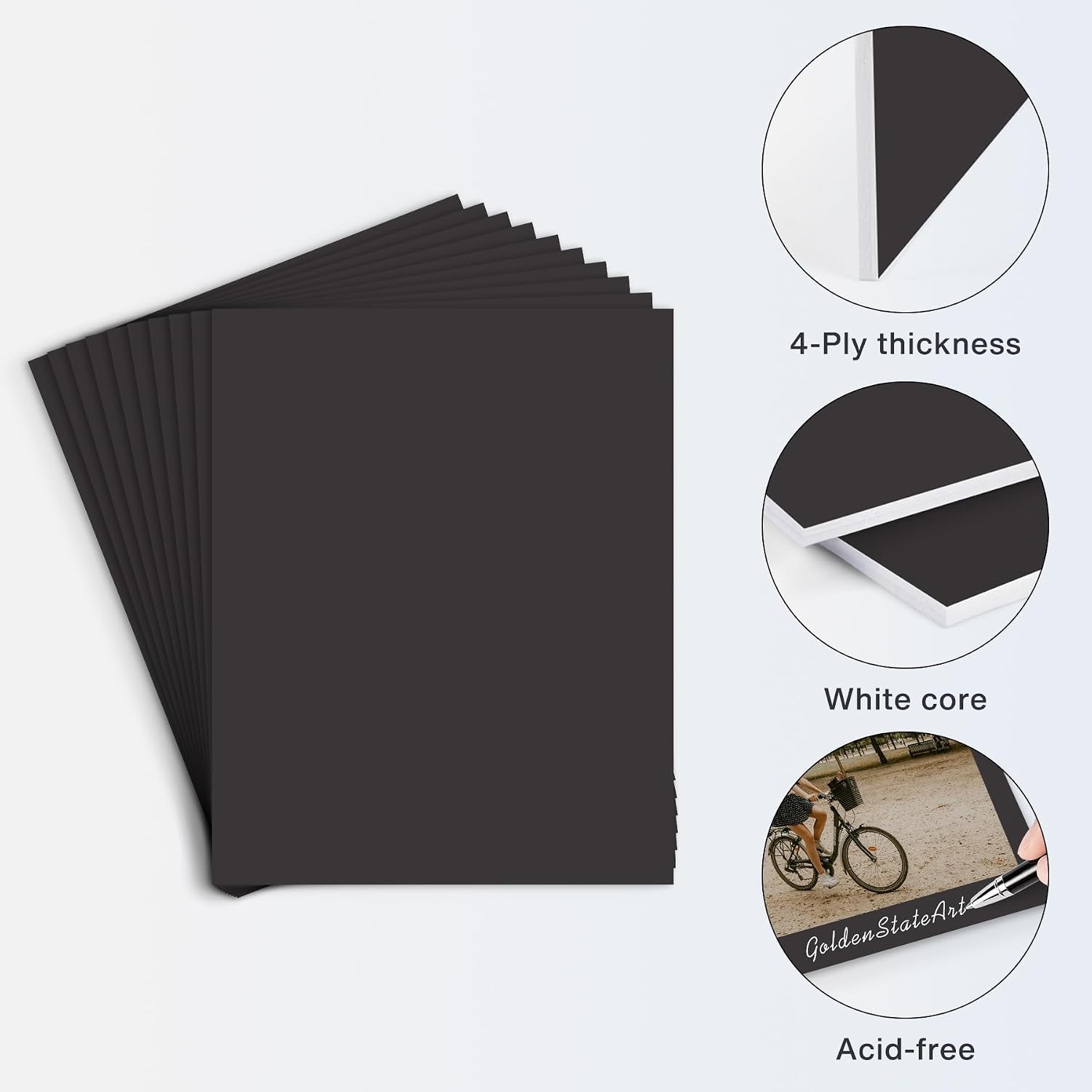 image:imageGolden State Art 20 Pack 11x14 Uncut Photo Mat Matboards Assortment Color  Uncut Mats for Prints Framing Backing DIY Projects Presentation Boards Art CraftsBlack