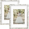 image:image12x16 Picture Frame with Mat for 11x14 Picture Dark Brown 1 Pack  Shatter Resistant Plexiglass  Engineered Wood Poster Frame for 30x40 cm Art Prints Wall MountingWeathered White