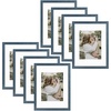 image:image12x16 Picture Frame with Mat for 11x14 Picture Dark Brown 1 Pack  Shatter Resistant Plexiglass  Engineered Wood Poster Frame for 30x40 cm Art Prints Wall MountingBlue