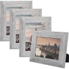 image:image2 Pack 5x7 Picture Frames in Grey Real Glass WallampTabletop Display  Wide Molding 5 by 7 Photo Frame with Back Hangers Country Wood Grain Style Great for Photos Gift Pictures WeddingGrey