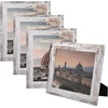image:image2 Pack 5x7 Picture Frames in Grey Real Glass WallampTabletop Display  Wide Molding 5 by 7 Photo Frame with Back Hangers Country Wood Grain Style Great for Photos Gift Pictures WeddingWhite