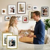 image:imageGolden State Art 16x24 Blue Picture Frame Mat for 12x18 Real Glass  Wall Mount Display Horizontally or Vertically Photo Art Poster or Print Display Blue Frame FinishGold