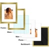 image:imageGolden State Art 16x24 Blue Picture Frame Mat for 12x18 Real Glass  Wall Mount Display Horizontally or Vertically Photo Art Poster or Print Display Blue Frame FinishGold