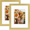 image:imageGolden State Art 16x24 Blue Picture Frame Mat for 12x18 Real Glass  Wall Mount Display Horizontally or Vertically Photo Art Poster or Print Display Blue Frame FinishGold