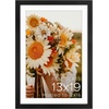 image:imageGolden State Art 16x24 Blue Picture Frame Mat for 12x18 Real Glass  Wall Mount Display Horizontally or Vertically Photo Art Poster or Print Display Blue Frame FinishBlack