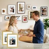 image:imageGolden State Art 16x24 Blue Picture Frame Mat for 12x18 Real Glass  Wall Mount Display Horizontally or Vertically Photo Art Poster or Print Display Blue Frame FinishGold