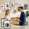 image:imageGolden State Art 16x24 Blue Picture Frame Mat for 12x18 Real Glass  Wall Mount Display Horizontally or Vertically Photo Art Poster or Print Display Blue Frame FinishBlack