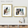 image:imageGolden State Art 16x24 Blue Picture Frame Mat for 12x18 Real Glass  Wall Mount Display Horizontally or Vertically Photo Art Poster or Print Display Blue Frame FinishGold