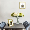 image:imageGolden State Art 16x24 Blue Picture Frame Mat for 12x18 Real Glass  Wall Mount Display Horizontally or Vertically Photo Art Poster or Print Display Blue Frame FinishGold
