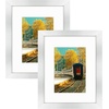 image:imageGolden State Art 16x24 Blue Picture Frame Mat for 12x18 Real Glass  Wall Mount Display Horizontally or Vertically Photo Art Poster or Print Display Blue Frame FinishSilver