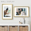 image:imageGolden State Art 16x24 Blue Picture Frame Mat for 12x18 Real Glass  Wall Mount Display Horizontally or Vertically Photo Art Poster or Print Display Blue Frame FinishGold