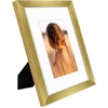 image:imageGolden State Art 16x24 Blue Picture Frame Mat for 12x18 Real Glass  Wall Mount Display Horizontally or Vertically Photo Art Poster or Print Display Blue Frame FinishGold