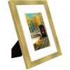 image:imageGolden State Art 16x24 Blue Picture Frame Mat for 12x18 Real Glass  Wall Mount Display Horizontally or Vertically Photo Art Poster or Print Display Blue Frame FinishGold