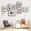 image:imageGolden State Art 16x24 Blue Picture Frame Mat for 12x18 Real Glass  Wall Mount Display Horizontally or Vertically Photo Art Poster or Print Display Blue Frame FinishWalnut