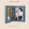 image:imageGolden State Art 5x7 Double Frame Distressed White 1 Pack  High Definition Glass 2 Hinged Photo Frame for Desktop Decorative Folding Family Frames CollageBlue