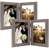 image:imageGolden State Art 5x7 Double Frame Distressed White 1 Pack  High Definition Glass 2 Hinged Photo Frame for Desktop Decorative Folding Family Frames CollageGrey