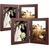 image:imageGolden State Art 5x7 Double Frame Distressed White 1 Pack  High Definition Glass 2 Hinged Photo Frame for Desktop Decorative Folding Family Frames Collagewalnut