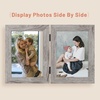 image:imageGolden State Art 5x7 Double Frame Distressed White 1 Pack  High Definition Glass 2 Hinged Photo Frame for Desktop Decorative Folding Family Frames CollageLight Gray