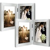 image:imageGolden State Art 5x7 Double Frame Distressed White 1 Pack  High Definition Glass 2 Hinged Photo Frame for Desktop Decorative Folding Family Frames CollageSilver