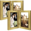 image:imageGolden State Art 5x7 Double Frame Distressed White 1 Pack  High Definition Glass 2 Hinged Photo Frame for Desktop Decorative Folding Family Frames CollageGold