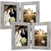 image:imageGolden State Art 5x7 Double Frame Distressed White 1 Pack  High Definition Glass 2 Hinged Photo Frame for Desktop Decorative Folding Family Frames CollageLight Gray