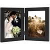image:imageGolden State Art 5x7 Double Frame Distressed White 1 Pack  High Definition Glass 2 Hinged Photo Frame for Desktop Decorative Folding Family Frames CollageBlack