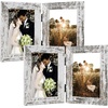 image:imageGolden State Art 5x7 Double Frame Distressed White 1 Pack  High Definition Glass 2 Hinged Photo Frame for Desktop Decorative Folding Family Frames CollageWeathered White