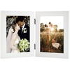 image:imageGolden State Art 5x7 Double Frame Distressed White 1 Pack  High Definition Glass 2 Hinged Photo Frame for Desktop Decorative Folding Family Frames CollageWhite