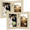 image:imageGolden State Art 5x7 Double Frame Distressed White 1 Pack  High Definition Glass 2 Hinged Photo Frame for Desktop Decorative Folding Family Frames CollageBeige