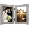 image:imageGolden State Art 5x7 Double Frame Distressed White 1 Pack  High Definition Glass 2 Hinged Photo Frame for Desktop Decorative Folding Family Frames CollageLight Gray