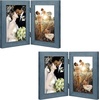 image:imageGolden State Art 5x7 Double Frame Distressed White 1 Pack  High Definition Glass 2 Hinged Photo Frame for Desktop Decorative Folding Family Frames CollageBlue