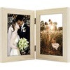 image:imageGolden State Art 5x7 Double Frame Distressed White 1 Pack  High Definition Glass 2 Hinged Photo Frame for Desktop Decorative Folding Family Frames CollageBeige