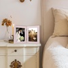 image:imageGolden State Art 5x7 Double Frame Distressed White 1 Pack  High Definition Glass 2 Hinged Photo Frame for Desktop Decorative Folding Family Frames CollagePink