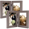 image:imageGolden State Art 5x7 Double Frame Distressed White 1 Pack  High Definition Glass 2 Hinged Photo Frame for Desktop Decorative Folding Family Frames CollageGrey
