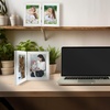 image:imageGolden State Art 5x7 Double Frame Distressed White 1 Pack  High Definition Glass 2 Hinged Photo Frame for Desktop Decorative Folding Family Frames CollageWhite