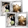 image:imageGolden State Art 5x7 Double Frame Distressed White 1 Pack  High Definition Glass 2 Hinged Photo Frame for Desktop Decorative Folding Family Frames CollageWeathered White