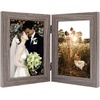 image:imageGolden State Art 5x7 Double Frame Distressed White 1 Pack  High Definition Glass 2 Hinged Photo Frame for Desktop Decorative Folding Family Frames CollageGrey
