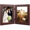 image:imageGolden State Art 5x7 Double Frame Distressed White 1 Pack  High Definition Glass 2 Hinged Photo Frame for Desktop Decorative Folding Family Frames Collagewalnut
