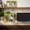 image:imageGolden State Art 5x7 Double Frame Distressed White 1 Pack  High Definition Glass 2 Hinged Photo Frame for Desktop Decorative Folding Family Frames CollageGold