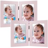 image:imageGolden State Art 5x7 Double Frame Distressed White 1 Pack  High Definition Glass 2 Hinged Photo Frame for Desktop Decorative Folding Family Frames CollagePink
