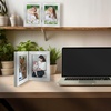 image:imageGolden State Art 5x7 Double Frame Distressed White 1 Pack  High Definition Glass 2 Hinged Photo Frame for Desktop Decorative Folding Family Frames CollageSilver