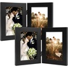 image:imageGolden State Art 5x7 Double Frame Distressed White 1 Pack  High Definition Glass 2 Hinged Photo Frame for Desktop Decorative Folding Family Frames CollageBlack